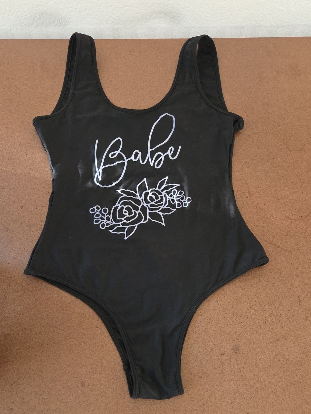 Bridesmaid Babe Floral Graphic Womens One-Piece Swimsuit - Black